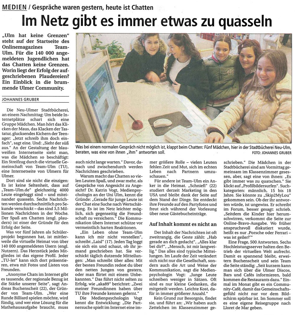 Im Netz gibt es immer etwas zu quasseln