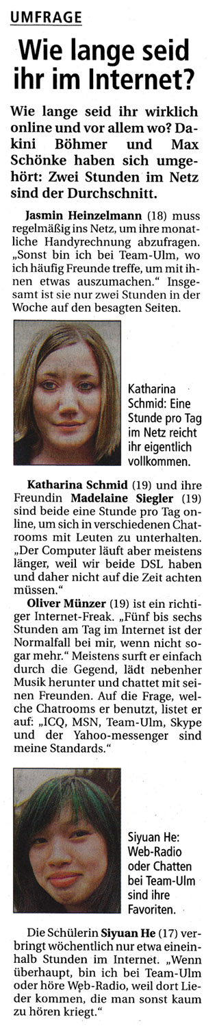 Wie lange seid ihr im Internet?