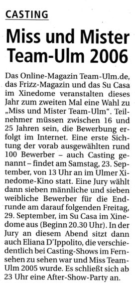 Casting: Miss und Mister Team-Ulm 2006