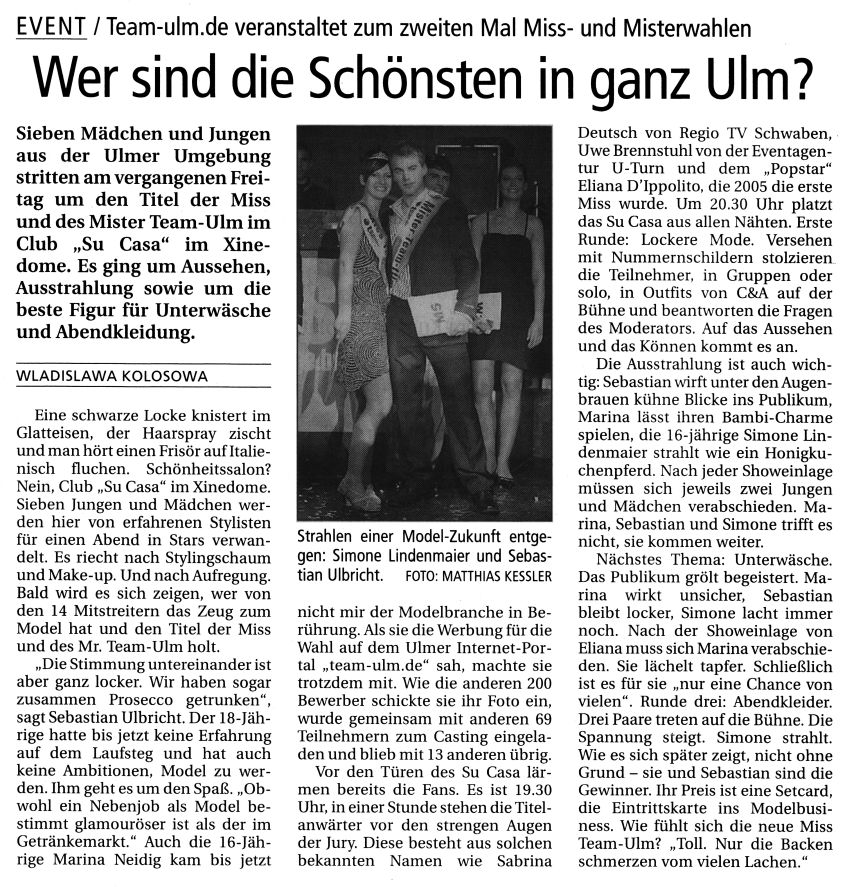 Wer sind die Sch&ouml;nsten in ganz Ulm?
