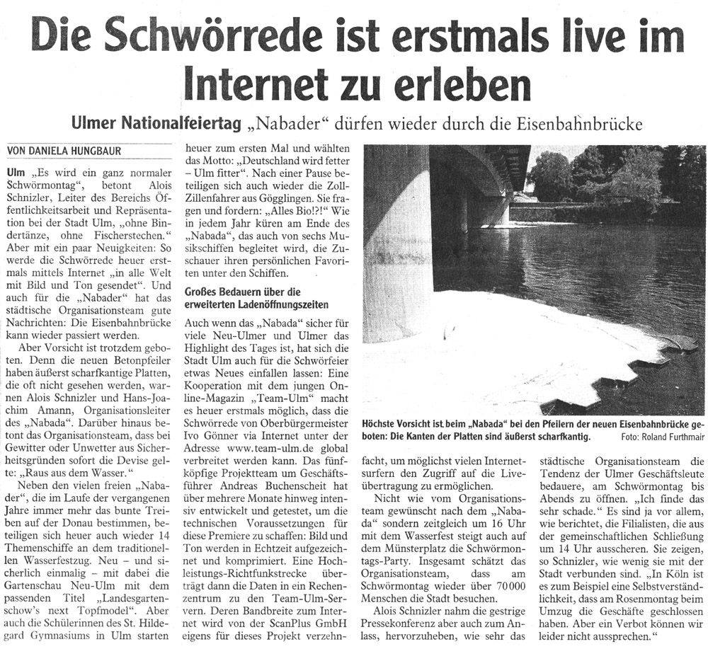 Die Schw&ouml;rrede ist erstmals live im Internet